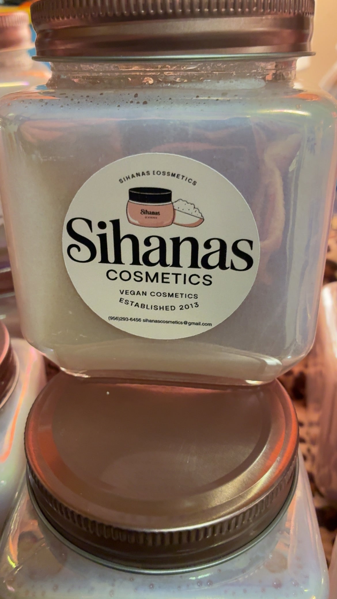 Sihanas Cosmetics Vegan body, hair and face sugar scrub